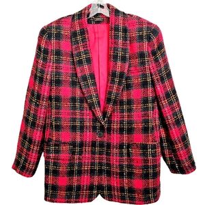 Vintage Ragalia Collection Tarten  Red,Black,Gold,Gray Plaid Tweed Coat/…